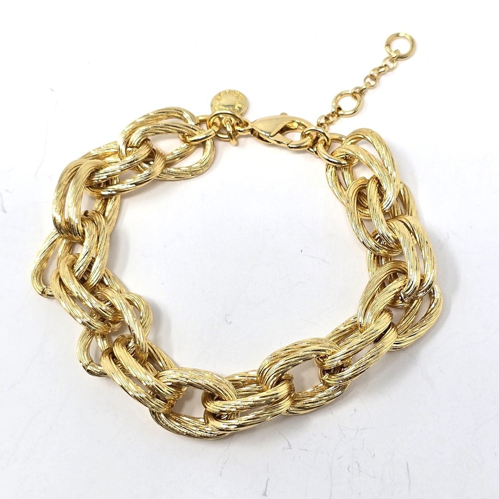 Dolce Vita Italy 18K Gold Plated Textured Oval Link Bracelet 8 Inch